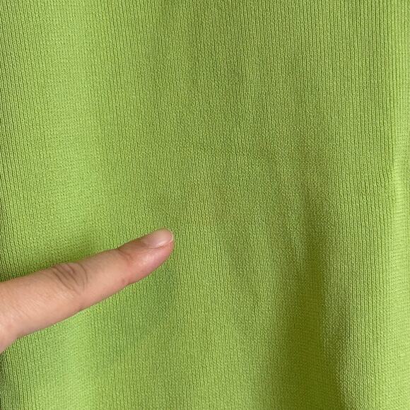 Vintage FINITY Lime Green Button Detail V-Neck Sleeveless Knit Top  L Stretch - Picture 3 of 8